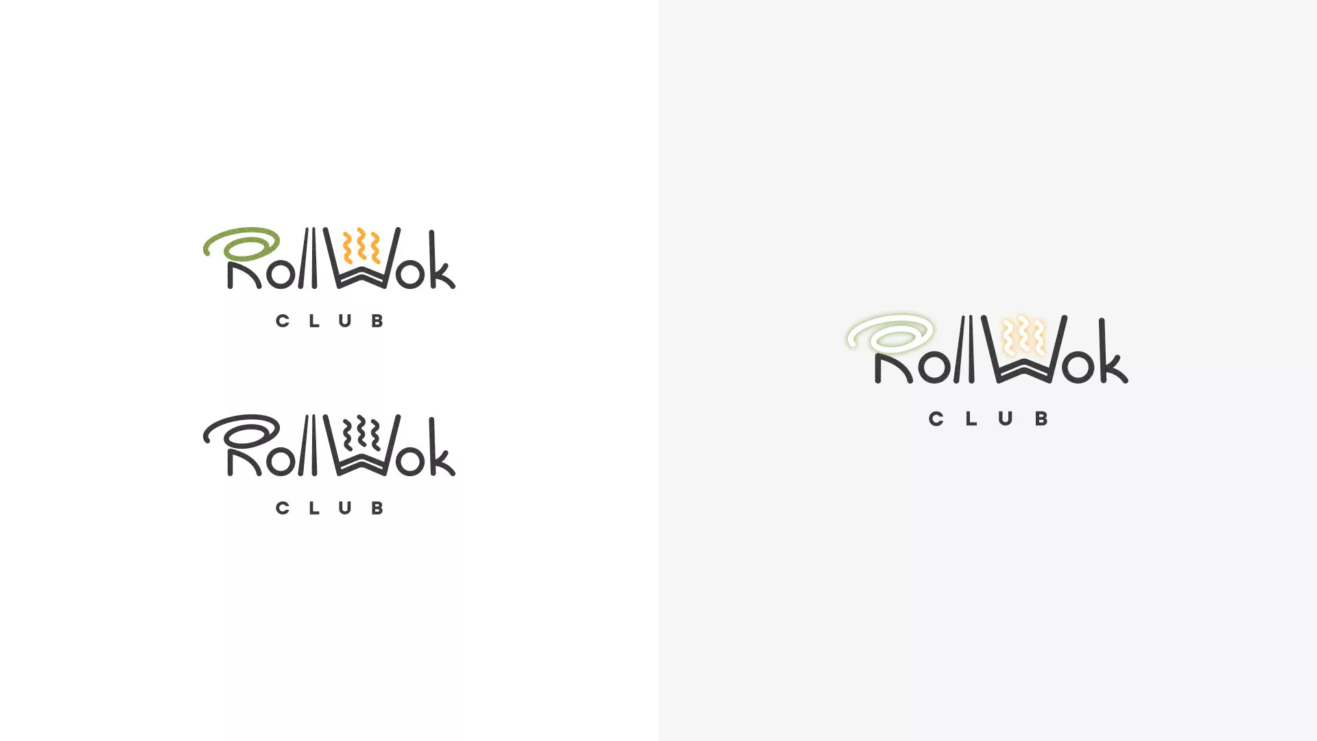 Разработка логотипа и фирменного стиля суши-бара «Roll Wok Club» в Котласе